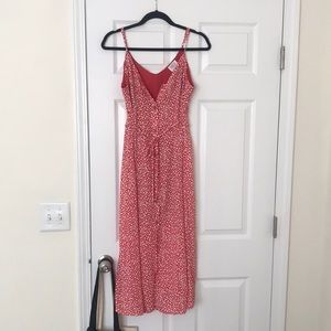 Beautiful patterned button down red midi dress